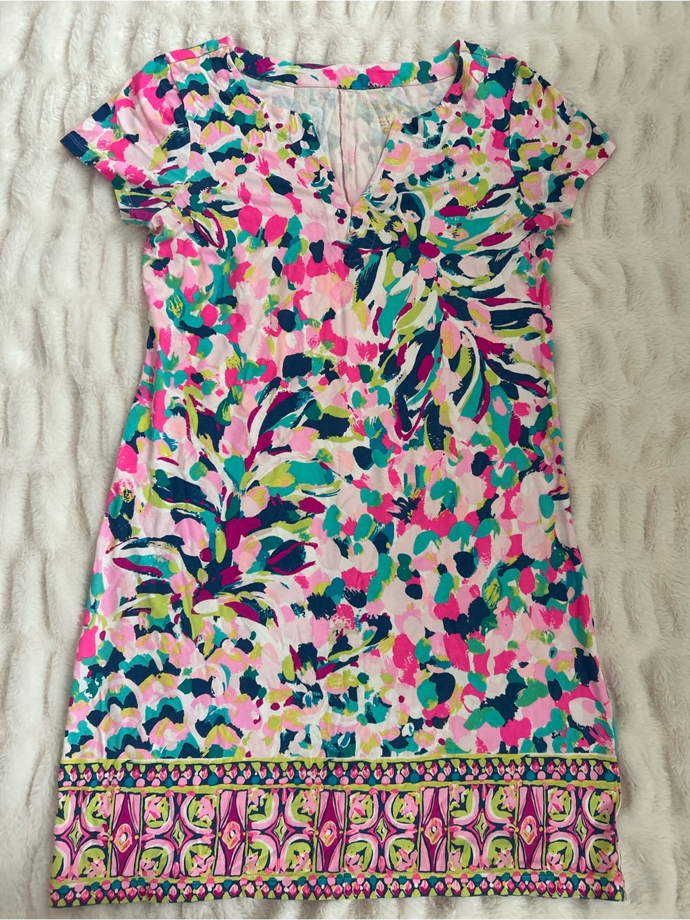 Lilly Pulitzer Pink Teal Navy Floral Shift Top